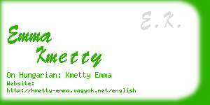 emma kmetty business card